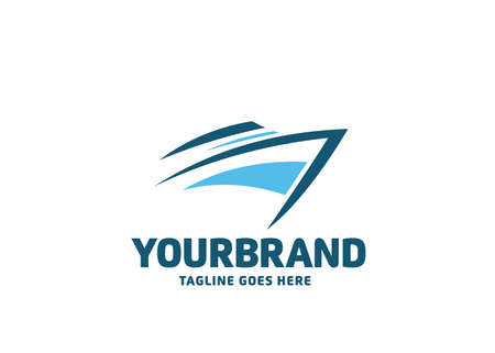 abstract blue speedboat logo vector illustrationのイラスト素材