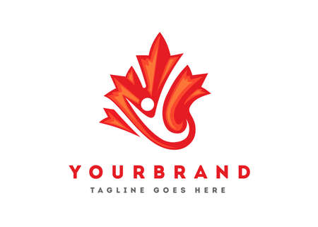 Canadian health fit Logo Design vector illustration. maple leaf health logoのイラスト素材