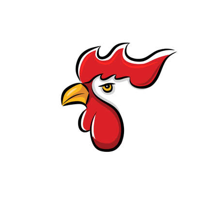 chicken Rooster head mascot  isolated on white backgroundのイラスト素材