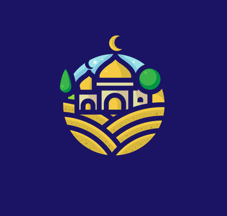 Islamic mosque logo and symbol vector icon templateのイラスト素材