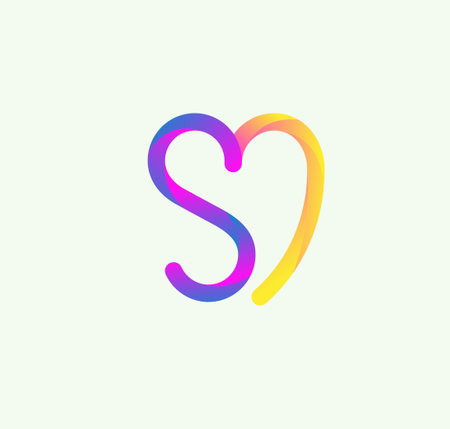 colorful Letter S Heart Shape Logo Template Stock Vector,Hand drawn heart sign for page decoration and design illustrationのイラスト素材