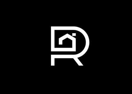 Minimalist House R Letter Logo. Real Estate Architecture Construction Logoのイラスト素材
