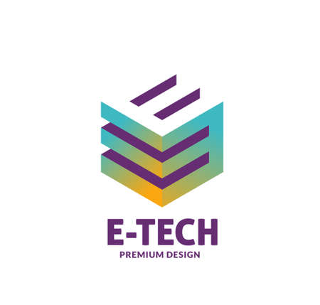 Initial Alphabet letter E as Cube Design Colorful vectorのイラスト素材