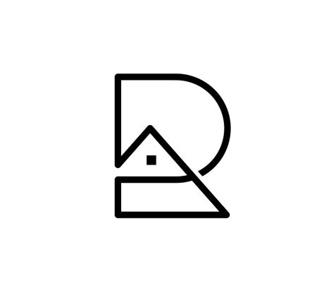 initial outline letter r house logo vector illustration, Real Estate Logo Vectorのイラスト素材