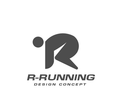 unique bold logo of letter R and running manのイラスト素材