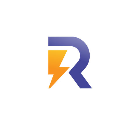 Letter R thunderbolt logo icon symbol vectorのイラスト素材