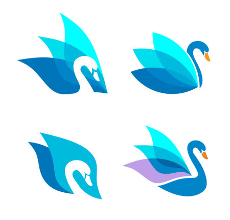 Swan logo vector design template collectionのイラスト素材