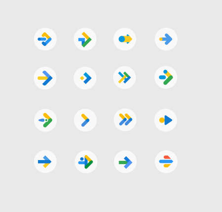 arrow color icon in flat style collection, ,Color Arrow sign with Simple circle shape