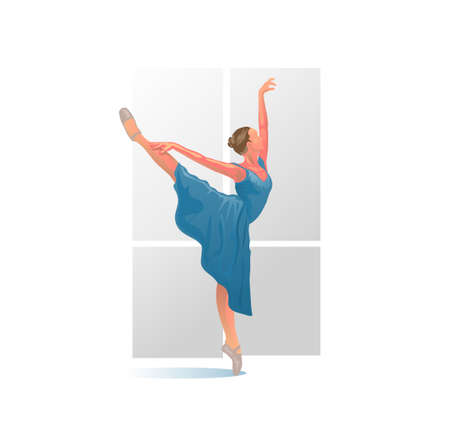 Stylized of ballerina in dancer vector illustrationのイラスト素材