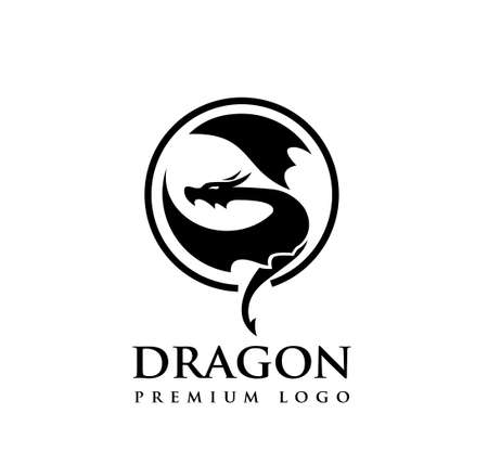 Dragon silhouette in a circle  vector design illustrationのイラスト素材
