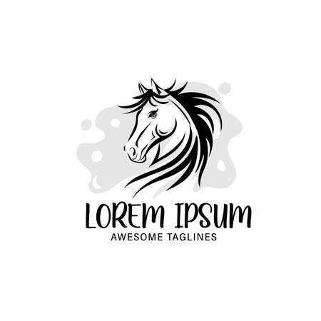 Horse head in black and white vector illustration conceptのイラスト素材