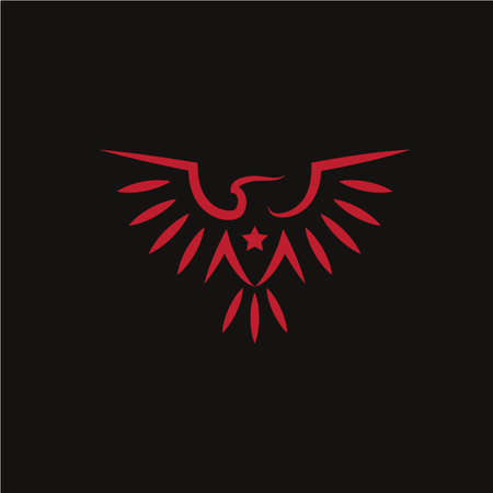 simple geometric phoenix logo concept, flying eagle with star vector illustrationのイラスト素材