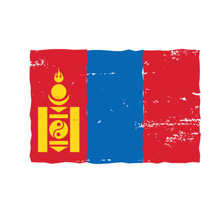 Mongolia national flag Grunge style vector illustrationのイラスト素材