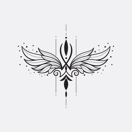 outlines art bird wings with geometric lines Vector illustration isolated on white backgroundのイラスト素材