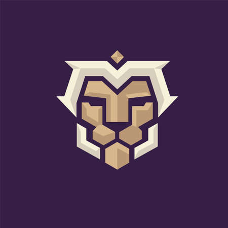 lion head with letter M vector illustration, Letter M Lion King Logo Design Vector illustration templateのイラスト素材