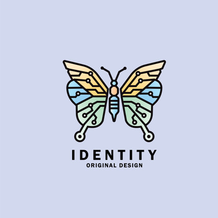 Creative Butterfly Technology Logo Symbol Vector Design Illustrationのイラスト素材