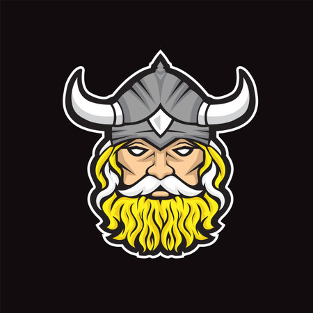 viking warrior head mascot colorful vector illustrationのイラスト素材