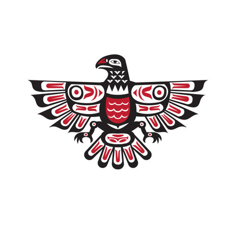 haida indian eagle, Tribal Bird Drawing vector illustrationのイラスト素材