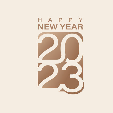 Abstract square Happy New Year 2023 golden color vector illustration