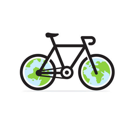 outline bicycle with globe in wheel vector illustrationのイラスト素材