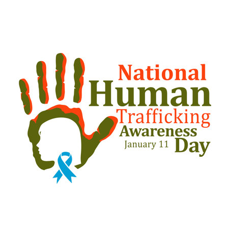 Vector illustration on the theme of National Human Trafficking awareness day observed each year on January 11th.のイラスト素材