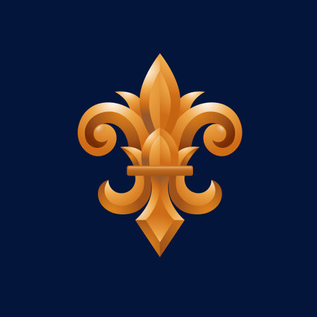 Golden Fleur-de-lis symbols as vector, Lily symbols in exact shape design useable for all Heraldic requirements.のイラスト素材