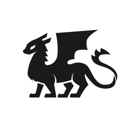 Cute Dragon Silhouettes Character Cartoon Vector Illustrationのイラスト素材