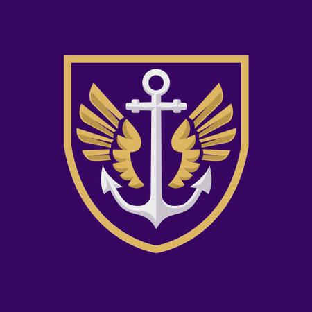 Anchor flying with both wings heading up, colorful vector illustrationのイラスト素材