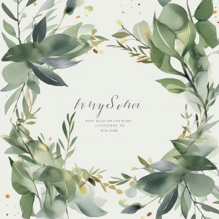 Watercolor floral heart with pink roses and green leaves isolated on white background.の素材