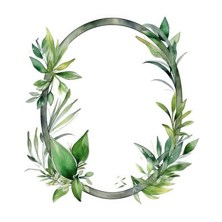 Watercolor hand painted floral wreath with roses and leaves isolated on white backgroundの素材