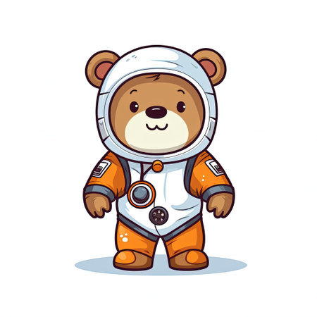 Cute cartoon teddy bear in space suit. Vector illustration.の素材