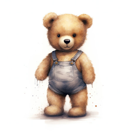 Teddy bear isolated on a white background. Watercolor illustration.の素材