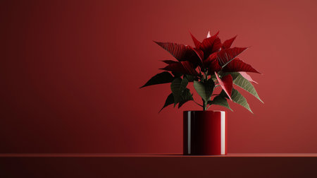Christmas flower poinsettia in red pot. 3D renderingの素材