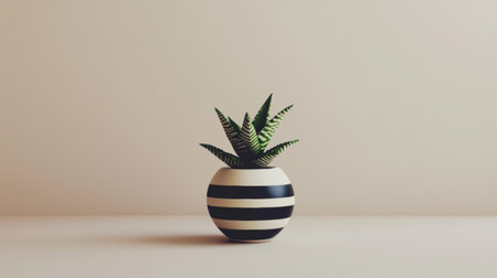 3d render of a vase with a plant on a white backgroundの素材