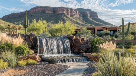 Waterfall in Tucson, Arizona, United States. Waterfall is one of the most popular tourist attractions in Tucson.の素材