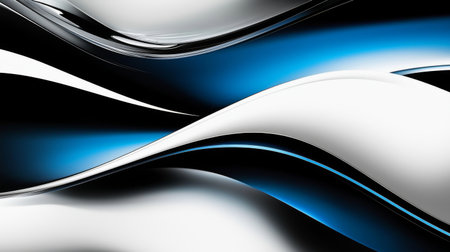 Beautiful abstract design featuring waves of blue and white with glossy surfaces that reflect light, ideal for modern digital art projects and creative backgrounds.の素材
