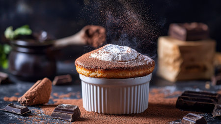 Savory and inviting chocolate soufflの素材