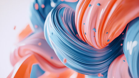 Experience the beauty of abstract colors in this captivating image featuring swirling pink and blue paints, perfect for creative projects and artistic backgrounds.の素材