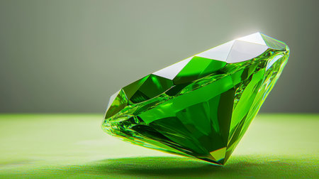 This image features a captivating green gemstone, elegantly positioned to capture light and reflect its vibrant color, ideal for various creative and luxury projects.の素材