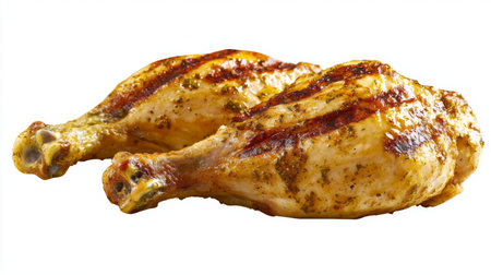 Savory grilled chicken drumsticks with a flavorful spice rub, perfect for culinary applications or food photography. Ideal for summer gatherings and recipes.の素材