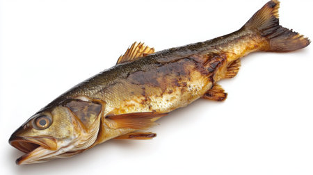This detailed image showcases a fresh water fish, emphasizing its scales and fins. Perfect for culinary, educational, or wildlife illustrations highlighting aquatic life.の素材