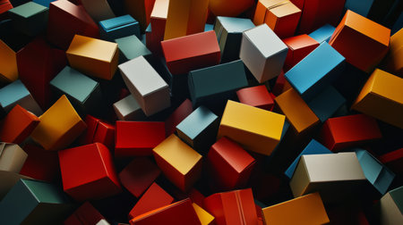 This image captures a vibrant aggregation of colorful blocks, showcasing a playful arrangement that adds texture and visual interest, ideal for diverse creative and design projects.の素材