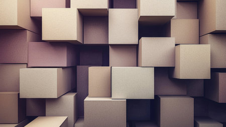 Soft textured cubes in various pastel tones create an abstract 3D background, ideal for modern design and creative projects that require elegance and simplicity.の素材