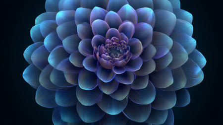 Stunning abstract flower design featuring intricate petals in vibrant shades of blue and purple, perfect for decorative backgrounds or creative projects.の素材