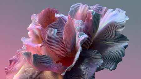 Exquisite flower illustration showcasing vibrant hues and detailed textured petals, evoking a sense of beauty and tranquility suitable for various uses.の素材