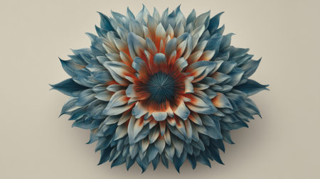 This stunning floral arrangement features intricate blue and orange petals that create a captivating visual experience. Perfect for natural and artistic designs.の素材