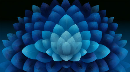 A stunning abstract design featuring a harmonious arrangement of blue petals with a soft gradient background, perfect for conveying tranquility and beauty.の素材