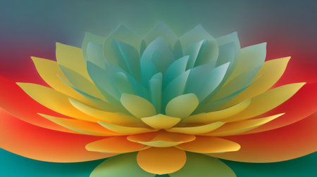 Vibrant abstract flower design showcasing colorful petals against a soft gradient background. Perfect choice for modern decor and artistic inspiration.の素材