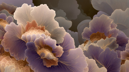 A captivating abstract floral design featuring soft colors and graceful lines. This artwork evokes a sense of tranquility and beauty, perfect for modern decor.の素材