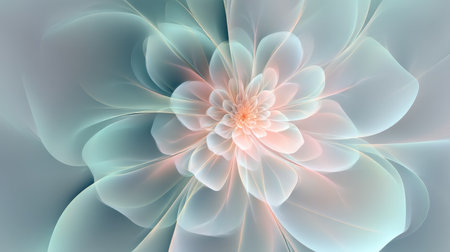 This soft abstract floral design features gentle pastel colors and flowing curves, creating an ethereal and tranquil atmosphere perfect for modern decor.の素材